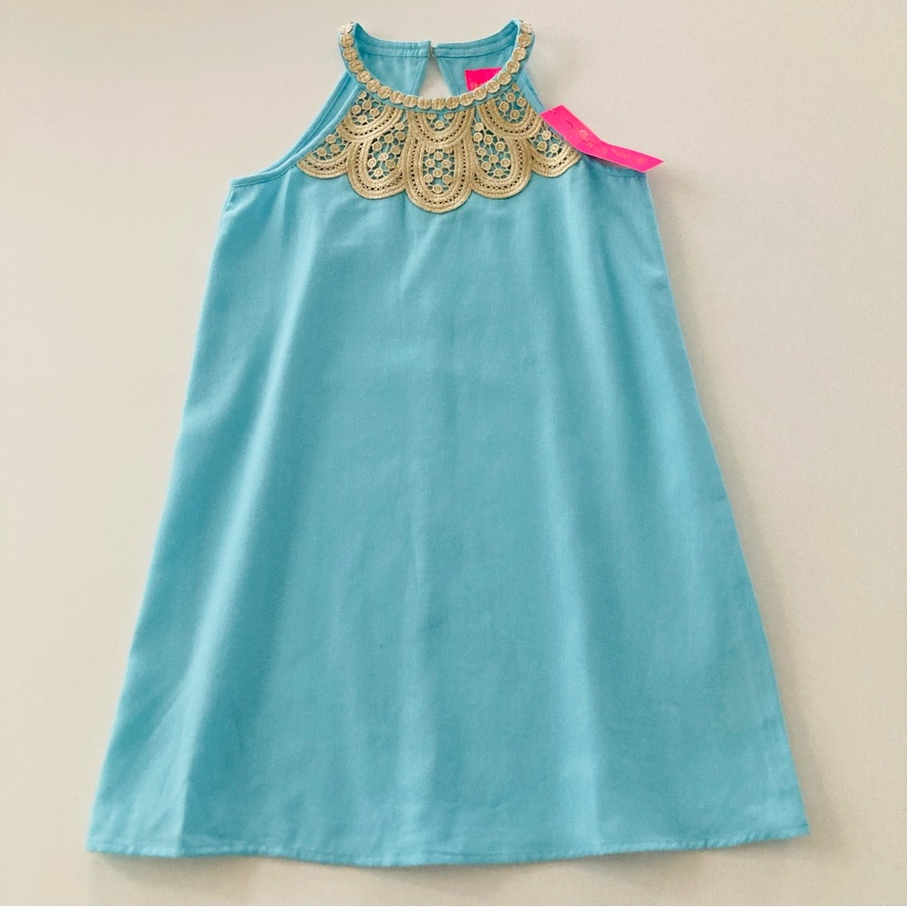 Lilly Pulitzer Girls 12 Mini Pearl Shift Bali Blue Dress